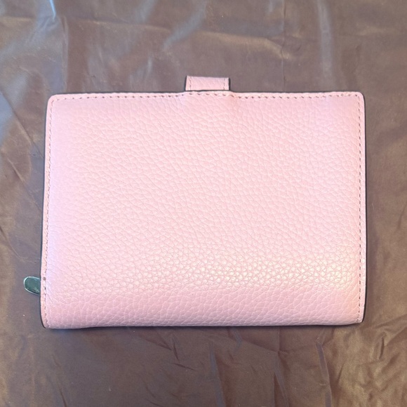 kate spade Hudson Small Pink Pebbled Leather Snap Wallet with Gold Logo - Picture 3 of 8